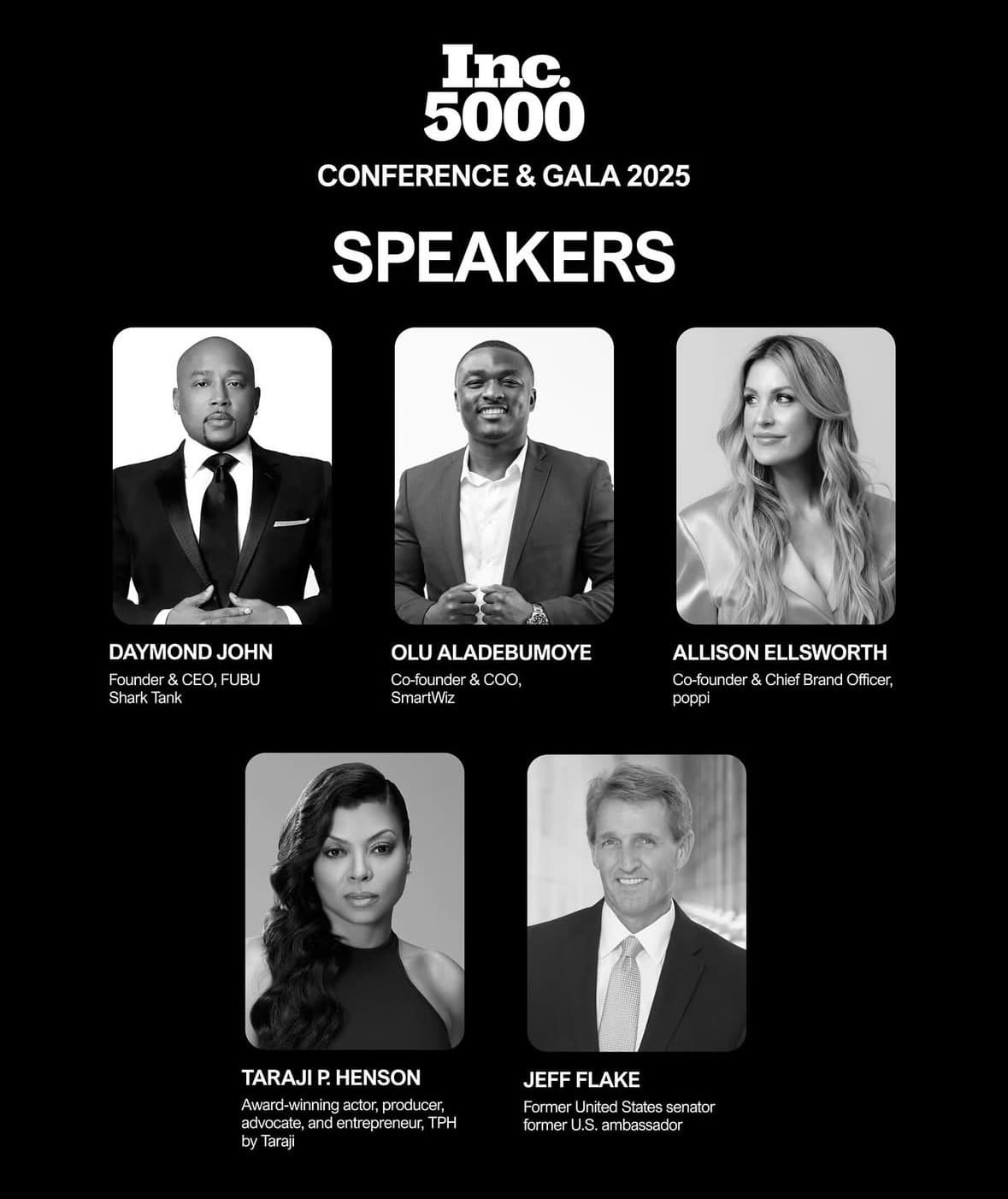Inc. 5000 Conference Speakers — Olumuyiwa alongside Daymond John and Taraji P. Henson